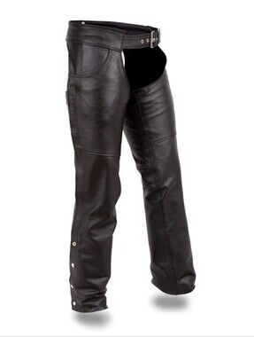 First Manufacturing Co. Black Leather Chaps 2X
